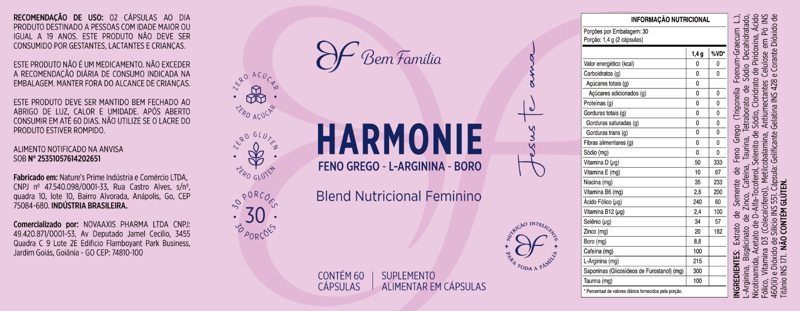Rótulo do produto Harmonie
