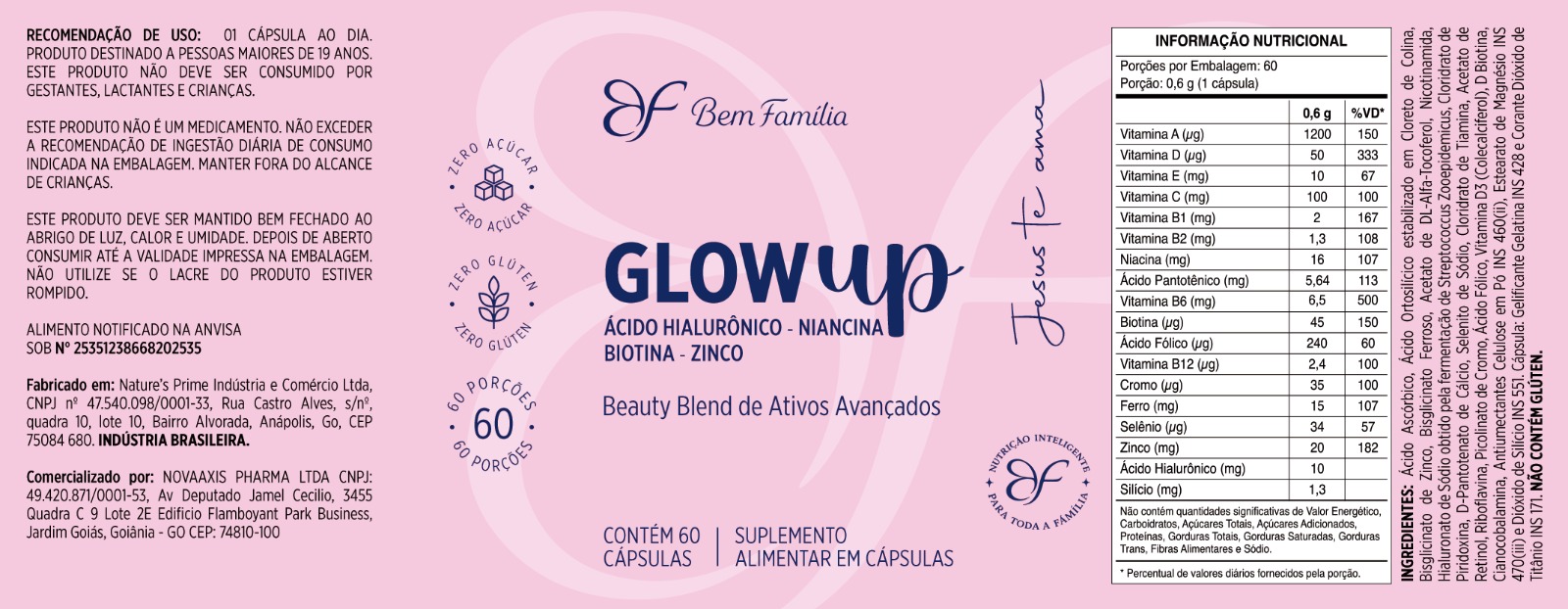 Rótulo do produto Glow Up
