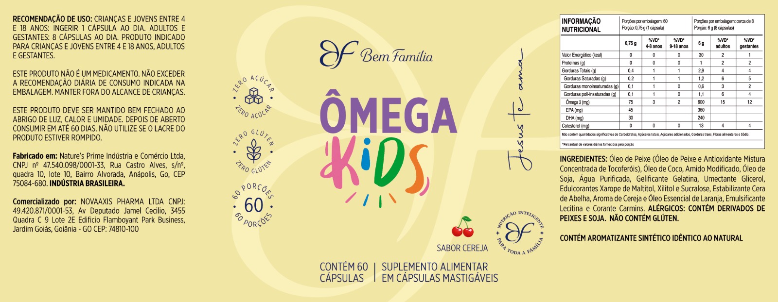Rótulo do produto Ômega Kids