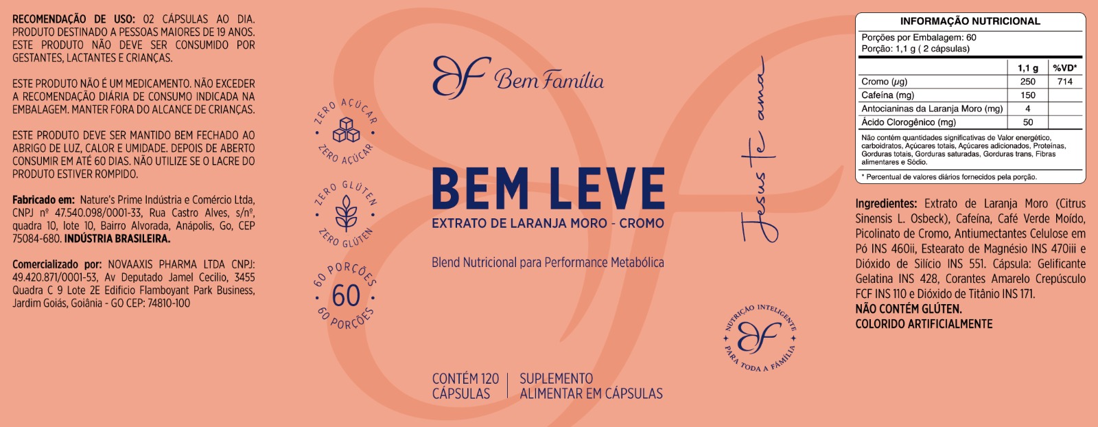 Rótulo do produto Bem Leve