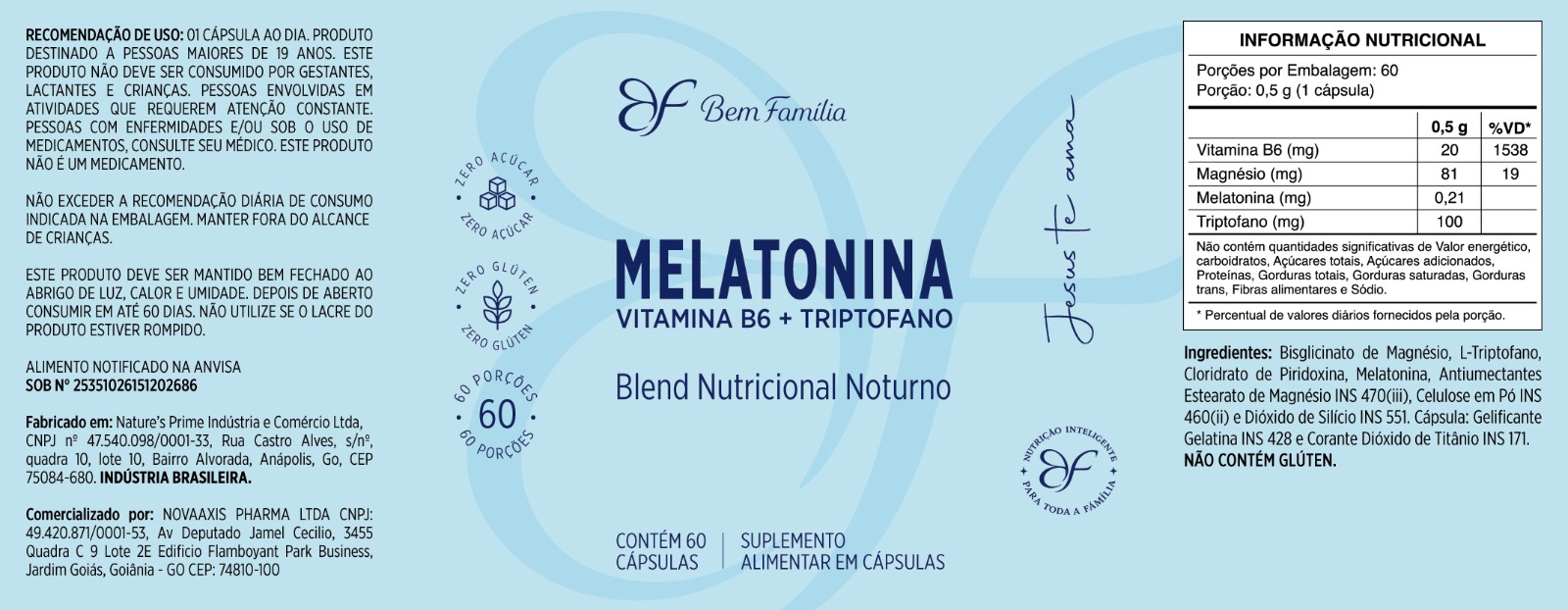 Rótulo do produto Melatonina