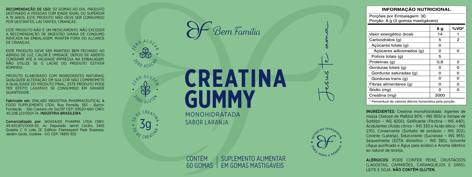 Rótulo do produto Creatina Gummy